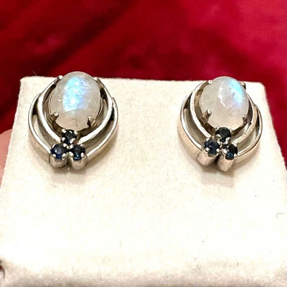 Jewelry - Sterling Moonstone and Sapphire Earrings